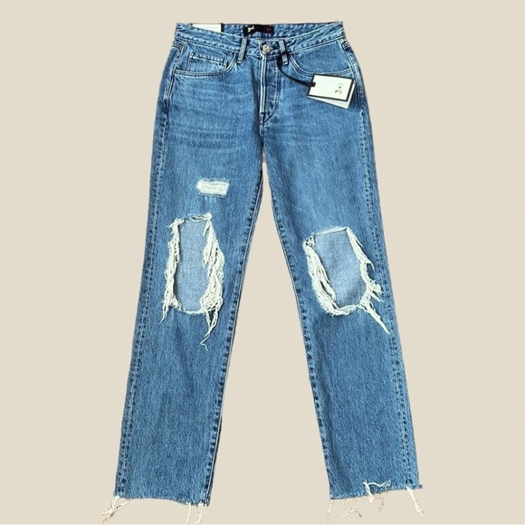 3x1 Boyfriend Jeans Ripped Knee Jeans Boyfriend Straight Grunge Size 24 - Picture 1 of 13